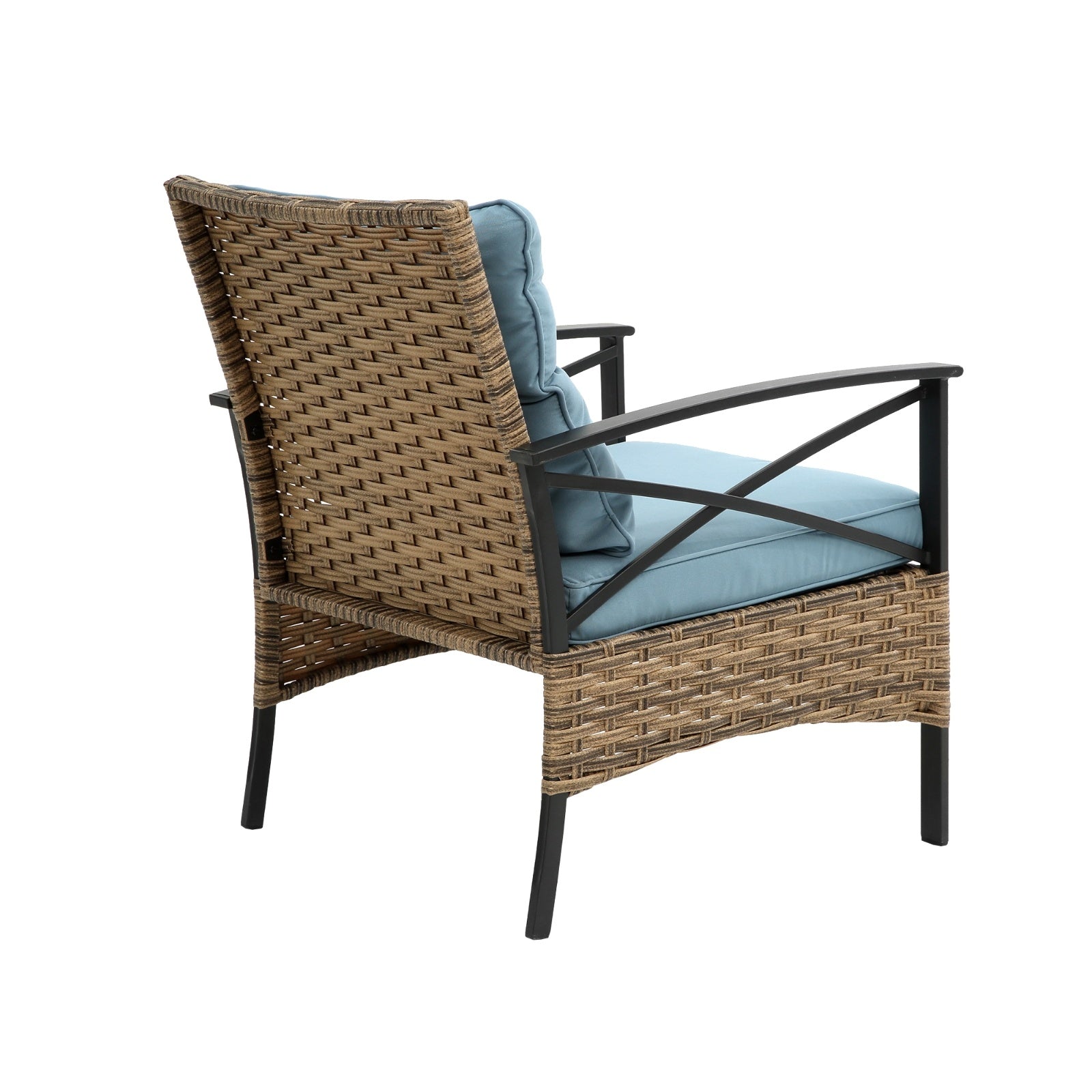 4-Piece Patio Sectional Low Dining Sofa Set - KD Rattan Wicker Outdoor Furniture - Outdoor Chilling