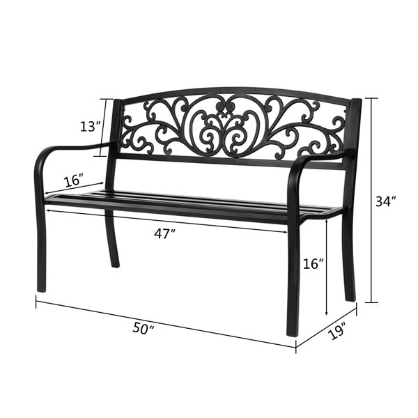 50 Inch PVC Butterfly Backrest Black Iron Bench - Outdoor Chilling