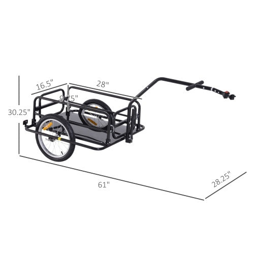 Aosom Bike Cargo Trailer, Bicycle Trailer, Heavy-Duty Bike Wagon Cart, Foldable Compact Storage, With Universal Hitch, 16 Wheels, 88 Lbs. Capacity, Black - Outdoor Chilling
