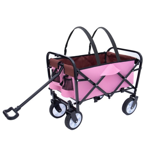 Minimeetall Strap Collapsible Foldable Wagon Cart With Strapping System, Beach Wagon, Utility Cart, Utility Wagon Grocery Cart For Camping Shopping Sports Gardening Fishing Supports 225lbs - Outdoor Chilling