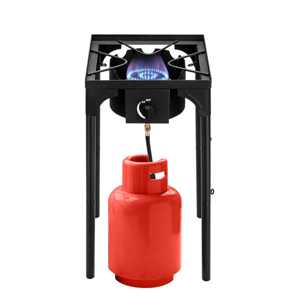 Outdoor Camp Stove High Pressure Propane Gas Cooker Portable Cast Iron Patio Cooking Burner Single Burner 75000-BTU - Outdoor Chilling