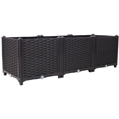 Deep Raised Garden Bed Plastic Planter Boxes For Vegetables Flowers Herbs And Succulents,Self-Watering Planter Box Raised Bed To Grow Flowers, Herbs & Vegetables, 47.2 L X 15.7 D X 14.7 H
