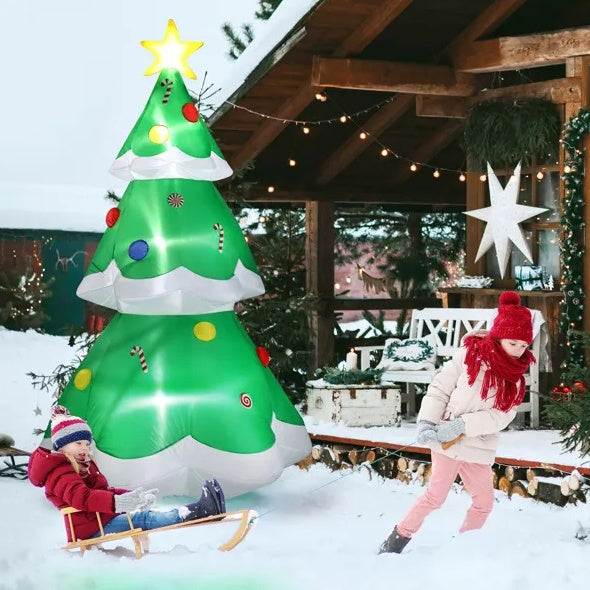 6.9 FT Lighted Christmas Inflatable Decoration, Inflatable Christmas Tree, Blow Up Yard Decorations With Built-in LED Lights For Holiday Party Front Yard Lawn Garden Decor - Outdoor Chilling