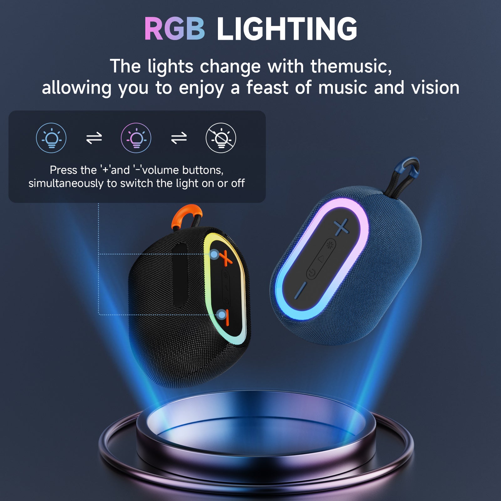 JYX L1Black Portable Bluetooth Speaker & Mini Wireless Speaker With DJ Lights Rich Stereo Bass Aux & IPX7 Waterproof Outdoor Speaker - Outdoor Chilling