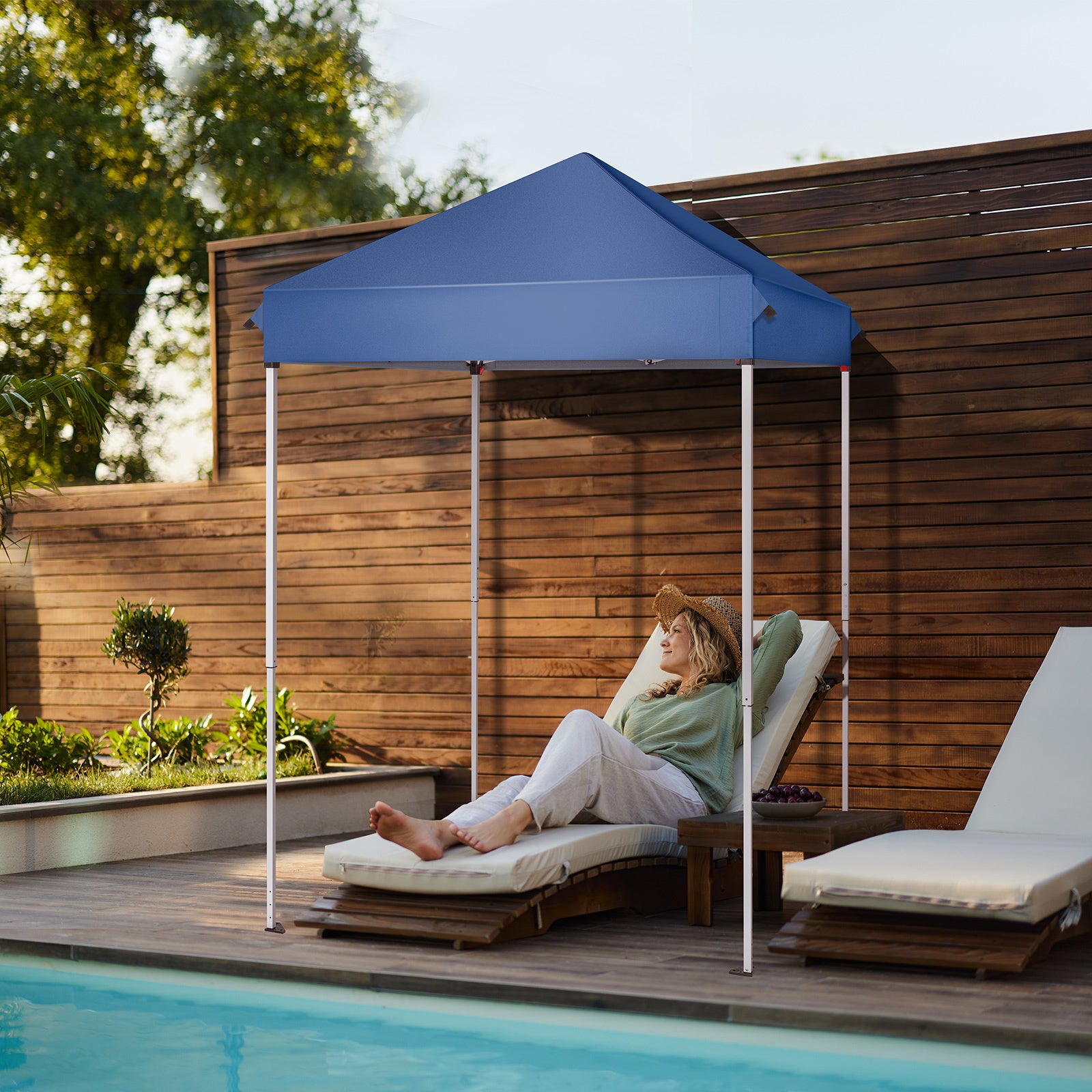5X5ft Blue, Outdoor Awning, Foldable - Outdoor Chilling