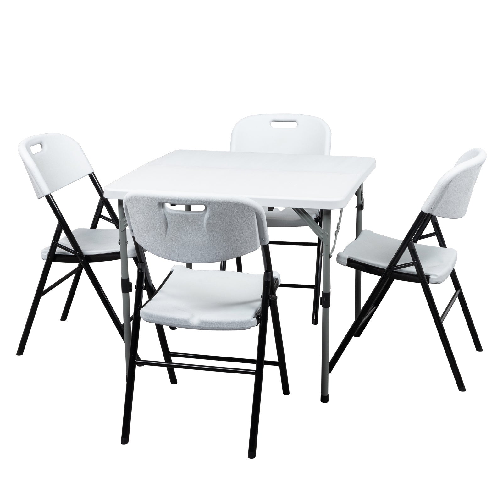 6pcs White Blow Molded Curved Back Seat Plastic Folding Chair For Courtyard - Outdoor Chilling