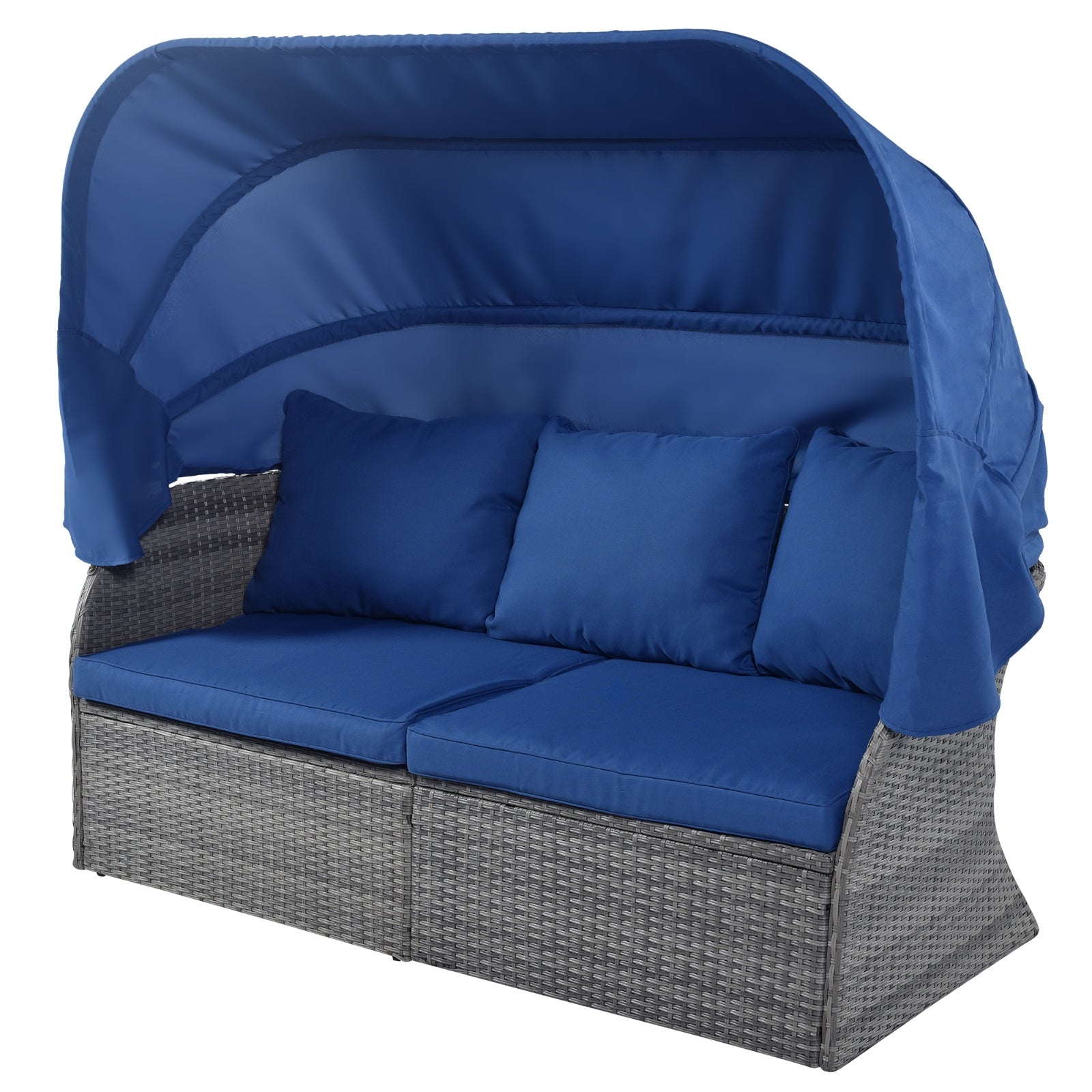 U STYLE Patio Furniture Set Daybed W Retractable Canopy Wicker - Outdoor Chilling