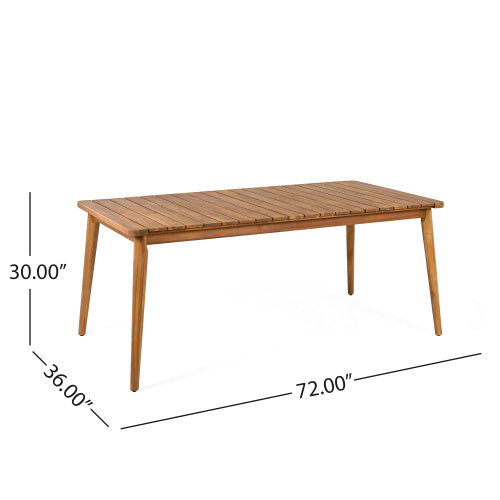 Acacia Wood Dining Table 8-Person Outdoor Table, Farmhouse Furniture For Patio, Garden, Backyard, Teak 180 LBS Weight Capacity 72L - Outdoor Chilling