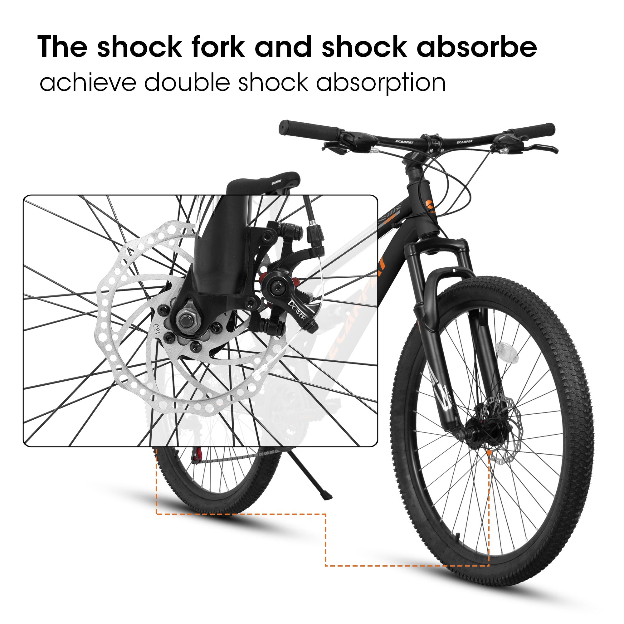 A26207 26 Inch Steel Frame Shock Fork Plus Shock Absorber 21-speed Unisex Mountain Bike - Outdoor Chilling
