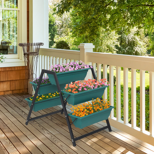 65x91x79cm, 5 Floors Trapezoidal Green PE Flower Pot Planting Pots - Outdoor Chilling