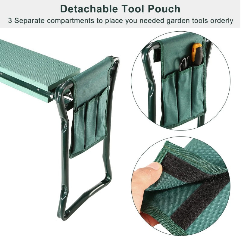 Foldable Garden Kneeler Seat With Kneeling Soft Cushion Pad Tools Pouch Portable Gardener - Outdoor Chilling