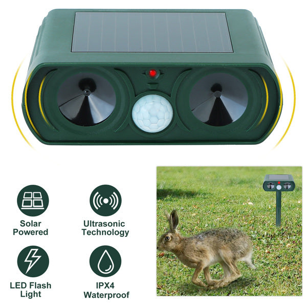 Ultrasonic Animal Repellent Solar Motion Sensor Repellent IPX4 Outdoor Waterproof Type