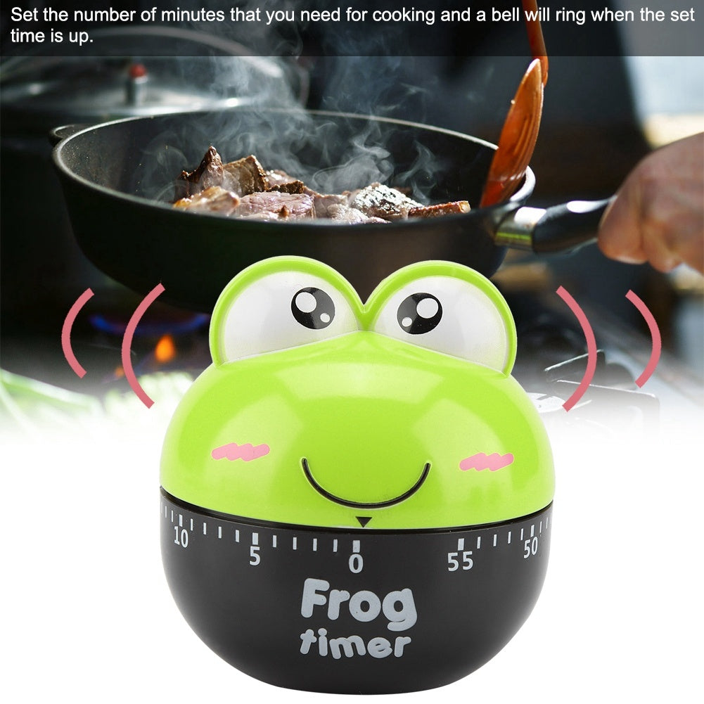 Cartoon Animal Shape Kitchen Timer Mechanical Counters Clock for Cooking Timing Tool(Green)