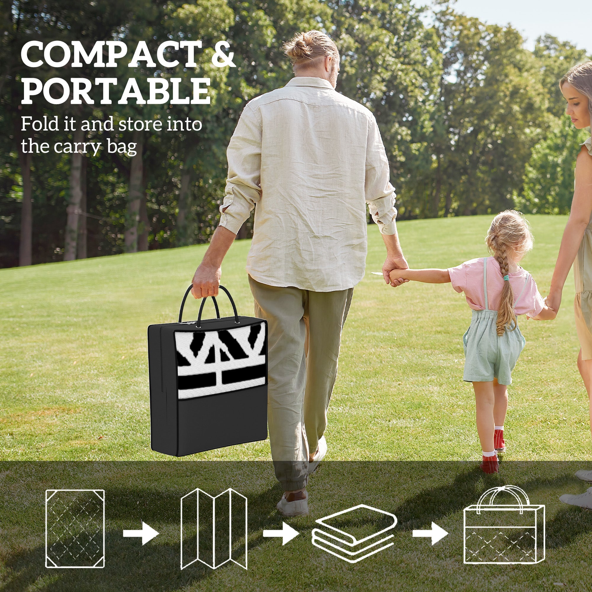 Reversible Outdoor Rug, Waterproof Plastic Straw With Carry Bag, 6 X 9, Black & White Geometric Wall