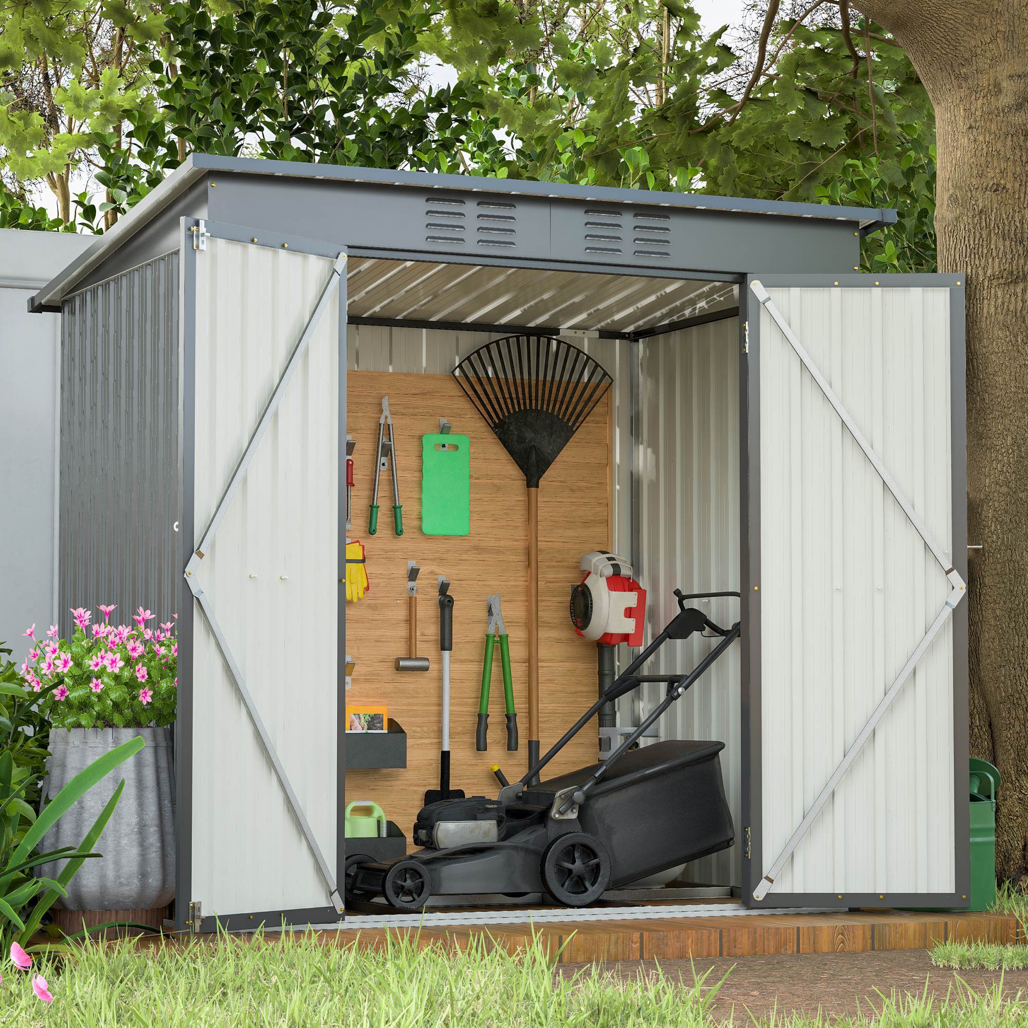 6 X 4 Ft Outdoor Storage Shed, All Weather Tool Shed For Garden, Backyard, Lawn, Black