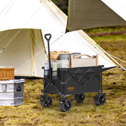 VEVOR Collapsible Folding Wagon, 220 L Beach Wagon Cart With All-Terrain Wheels, Heavy Duty Folding Wagon Cart Max 330 Lbs With Drink Holders, Sports Wagon For Camping, Shopping, Garden - Outdoor Chilling