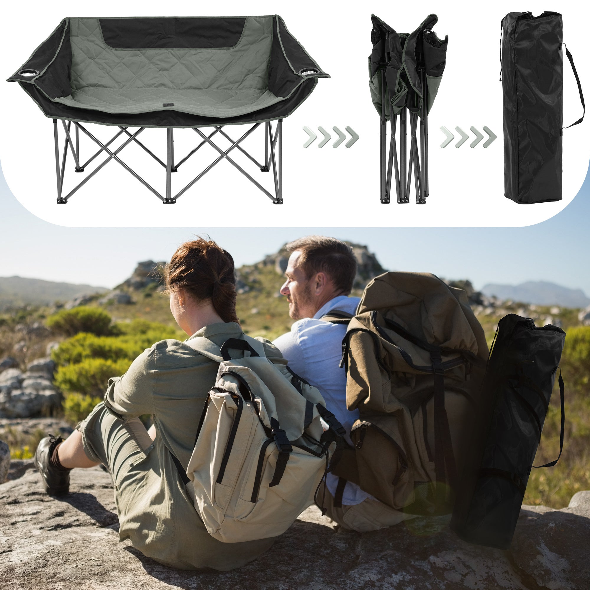 Only Supports Self Pickup  Outdoor Camping Chair, Oversized Recliner With Armrests, Cup Holder And Carrying Bag, Outdoor Heavy Duty Folding Chair
