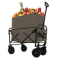 Minimeetall Multi-use Bag,Collapsible Foldable Wagon Cart Beach Wagon Heavy Duty Utility Cart Utility Wagon Grocery Cart For For Camping 3pcs Plastic Liner Bag  Cover , Olive Green