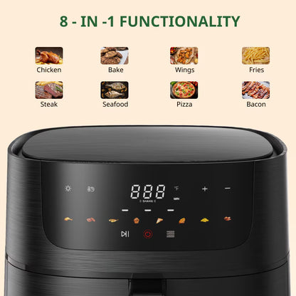 8.5 QT Air Fryer - Large Capacity For Family Gatherings, 8-in-1 Multifunctional Cooker With Touchscreen Control, Easy To Clean & Ideal For Beginners, Health Enthusiasts, Busy Professionals