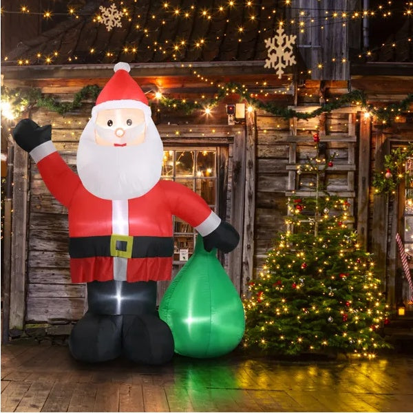6 FT Lighted Christmas Inflatable Decoration, Inflatable Santa Claus With Large Gift Bag, Funny Blow Up Yard Decorations With Built-in LED Lights For Holiday Party Front Yard Lawn Garden Decor - Outdoor Chilling