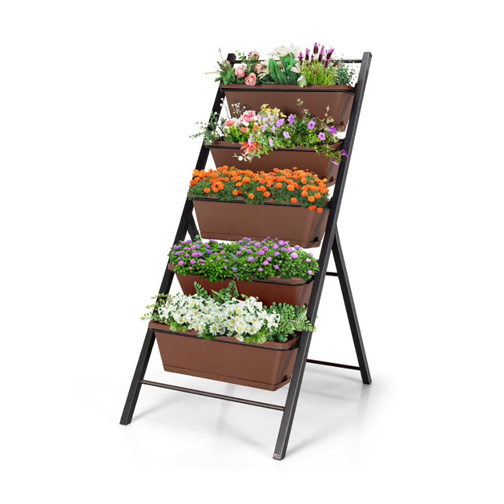 5-tier Vertical Garden Planter Box Elevated Raised Bed With 5 Container