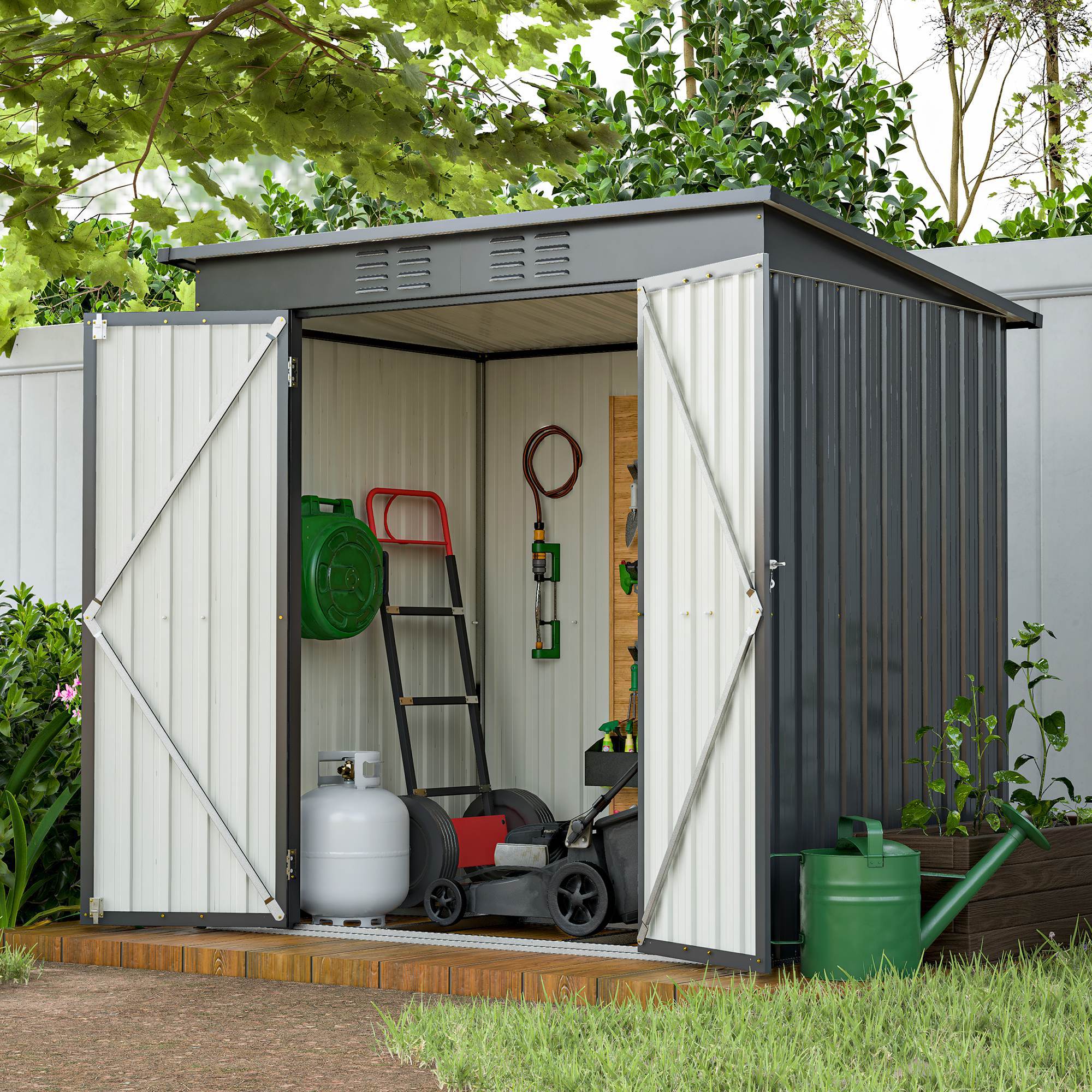 6 X 4 Ft Outdoor Storage Shed, All Weather Tool Shed For Garden, Backyard, Lawn, Black