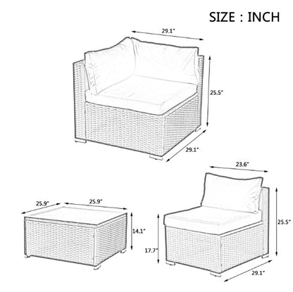 Patio Furniture PE Rattan And Tempered Glass Table