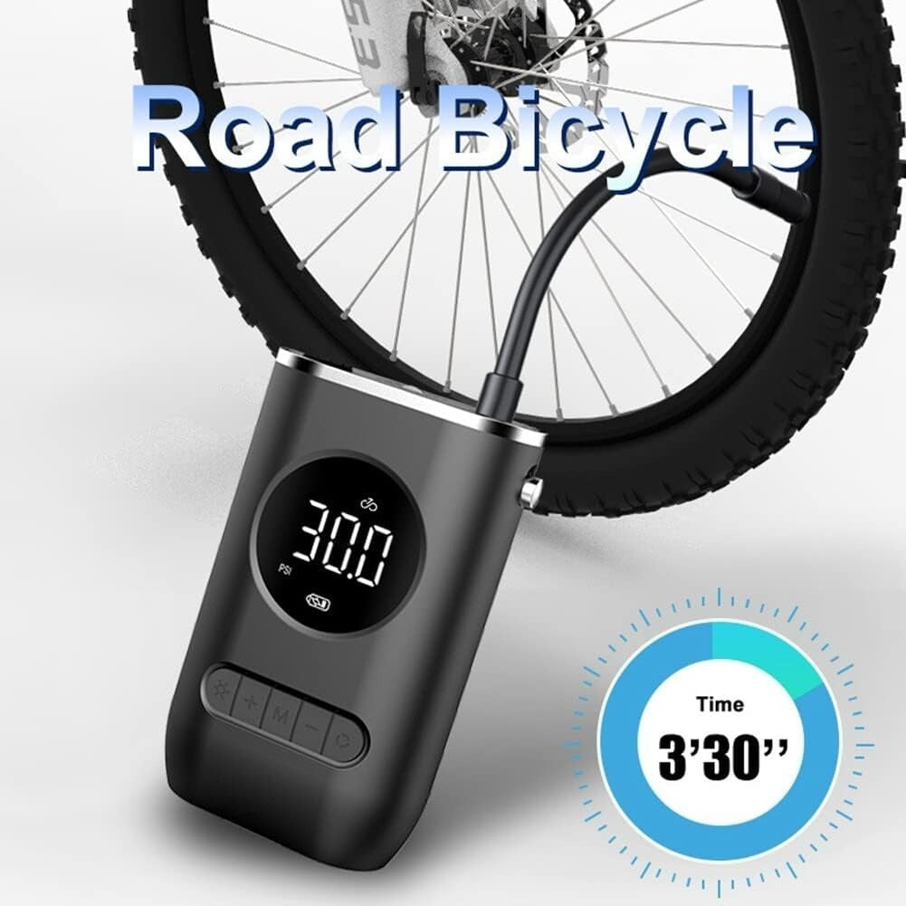 Tire Inflator Portable Air Compressor,Portable Electric Inflator 150PSI Cordless Electric Ball Inflator Rechargeable Bicycle Air  Inflator With Digital LED Display - Outdoor Chilling