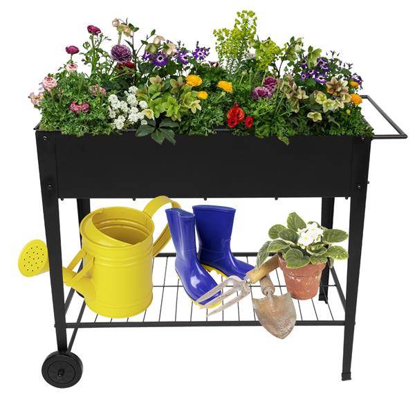 Mobile Metal Raised Garden Bed Cart With Legs For Outdoor House Patio