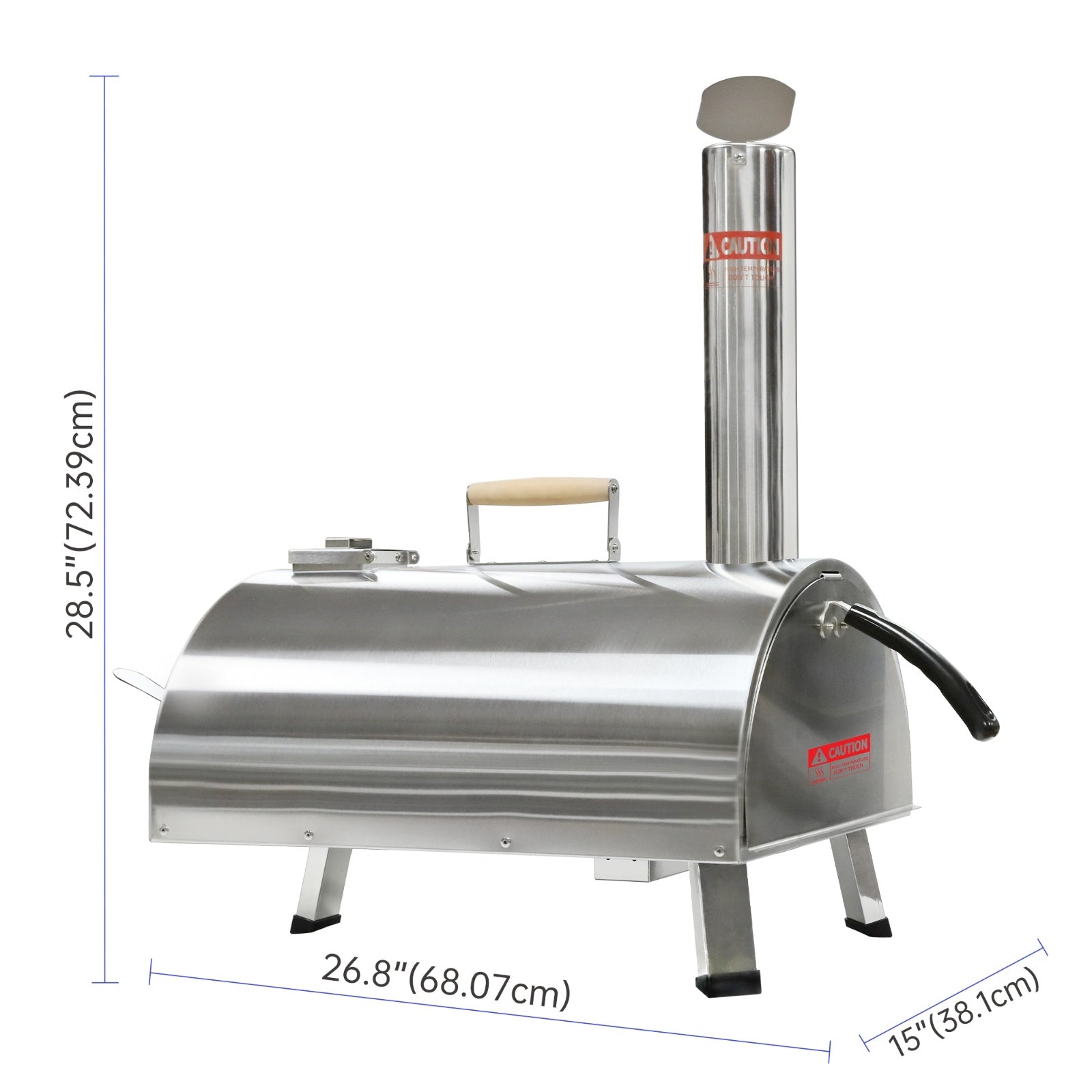 Outdoor 12 Automatic Rotatable Wood Fired Pizza Oven, Stainless Steel Portable