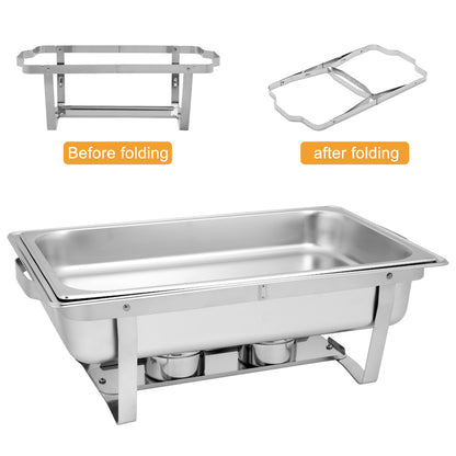 2pcs Stainless Steel 9L, Buffet Stove Rectangular