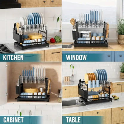 2nd Floor Large Kitchen Counter With Utensil Drying Rack, Equipped With Drainage Board