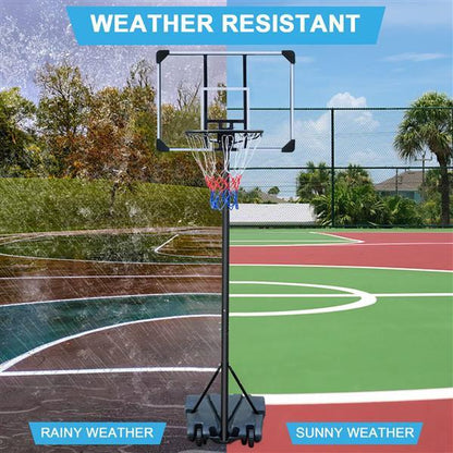 Basketball Stand, Suitable For Indoor And Outdoor Use, Adjustable From 5.6-7 Feet, 32 Inch Backboard With Wheels