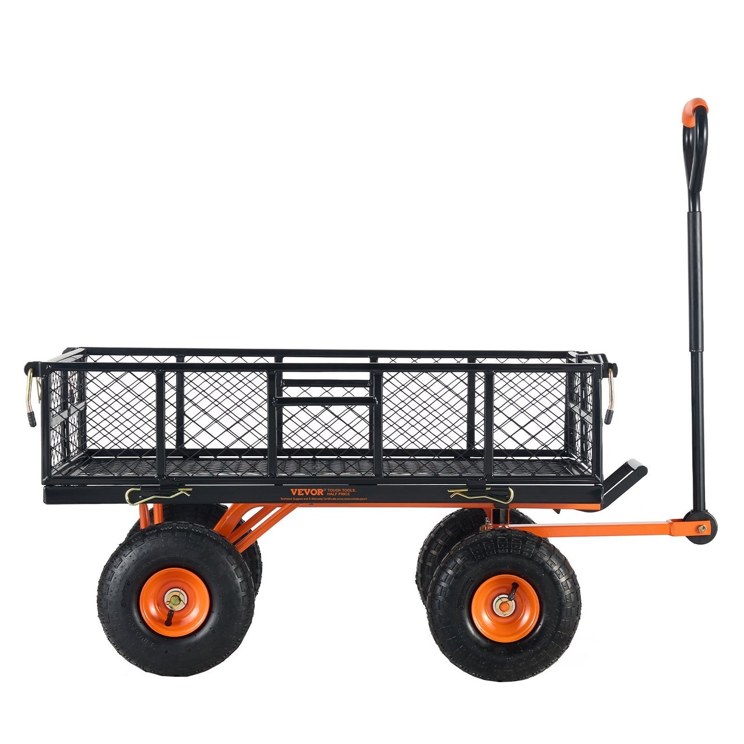 VEVOR Dump Cart, Metal Garden Dump Cart With Easy To Assemble Frame, Dump Wagon With 2-in-1 Convertible Handle, Utility Wheelbarrow 400 Lbs Capacity, 10 Inch Tires - Outdoor Chilling