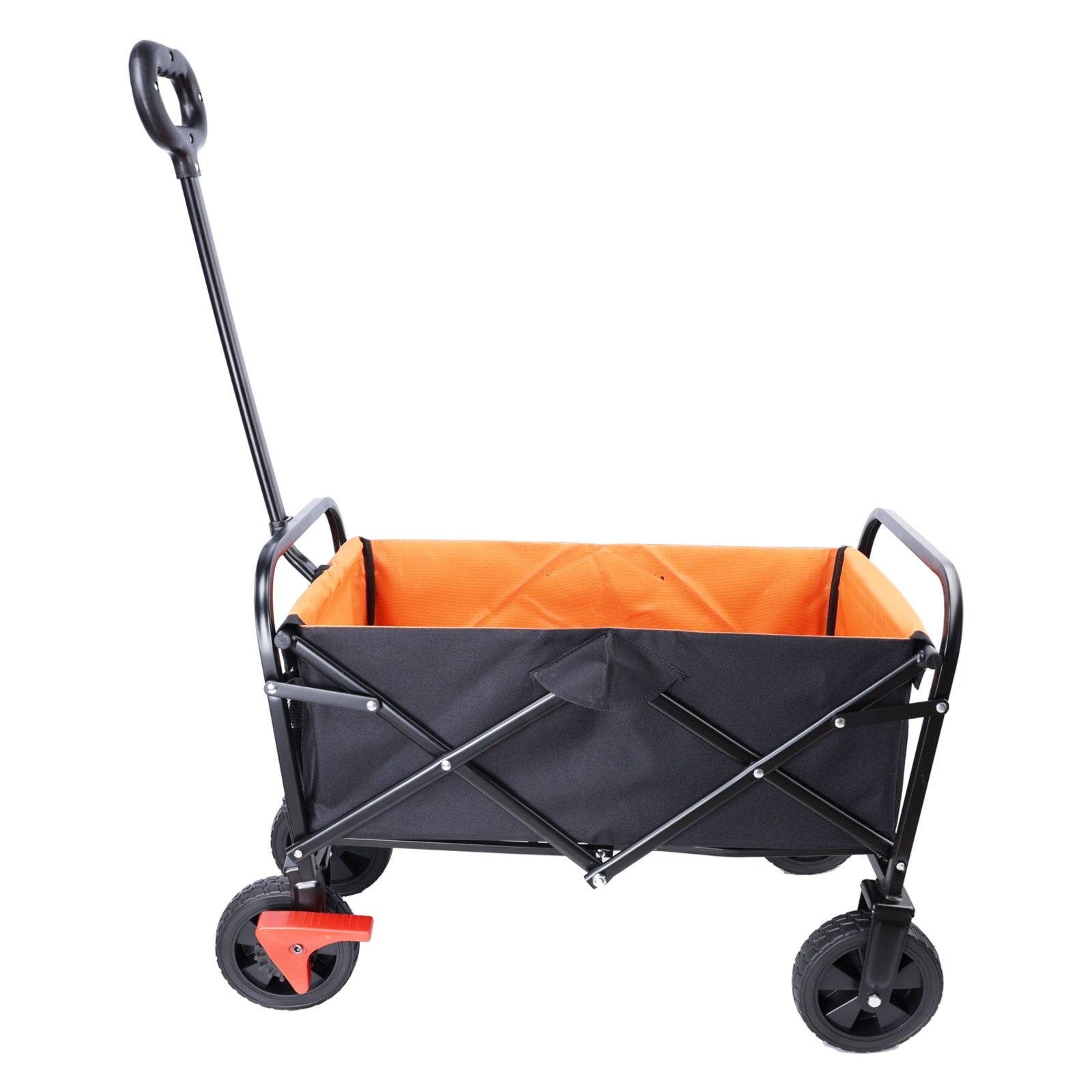 Mini Folding Wagon Garden Shopping Beach Cart  Black  Yellow  Brake