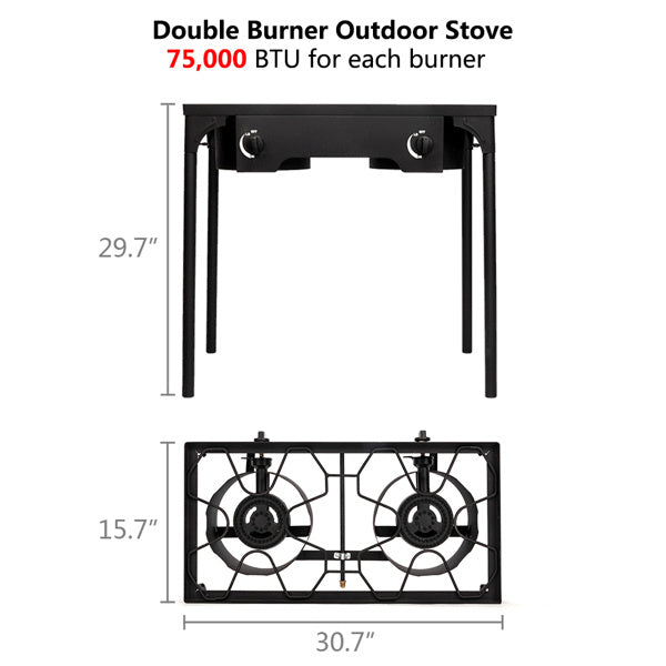 Rectangular Double Eyed Four Legged Gas Burner