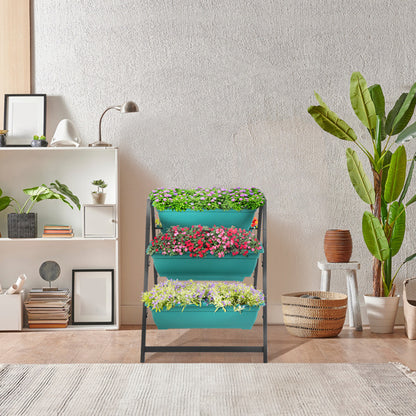 65x91x79cm, 5 Floors Trapezoidal Green PE Flower Pot Planting Pots