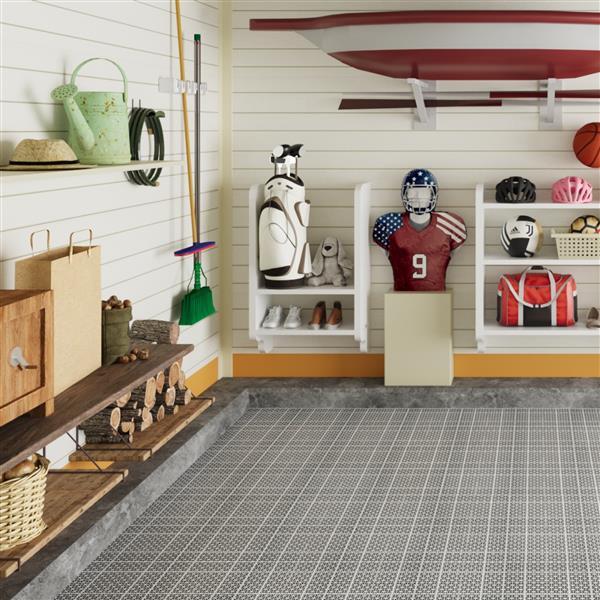 12 X 12 Inch Gray Interlocking Deck Tile Plastic Waterproof Outdoor All-weather Anti Slip Bathroom Shower Balcony Porch Sturdy Load-bearing Up To 6613 Pounds, Rose Pattern 12 Piece Set