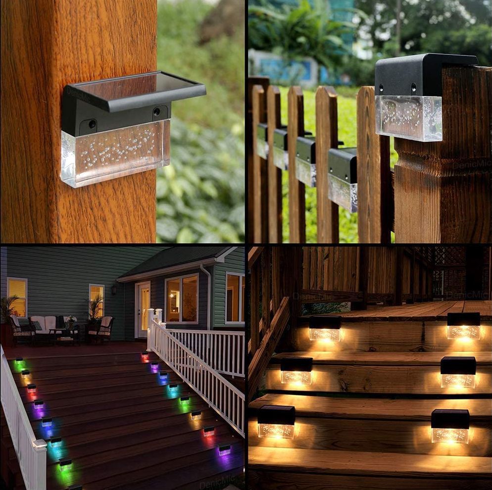 Waterproof New RGB LED Solar Light Step Fence Light