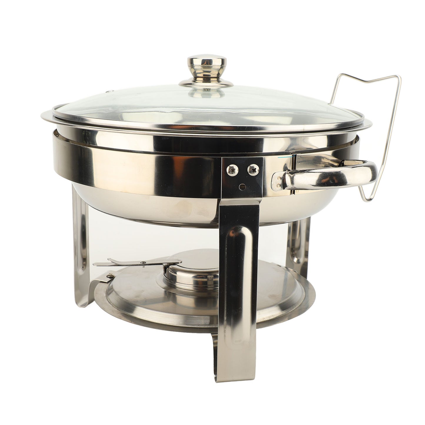 Buffet Chafing Dish Stainless Steel Round Catering Chafers with Glass Lid Detachable Alcohol Stove 4PCS