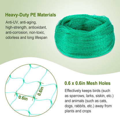 13 X 33ft Garden Netting Heavy Duty PE Anti Bird Netting Plants Fruits Tree Vegetables Protection Netting Net