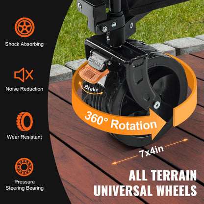 VEVOR Collapsible Folding Wagon, 220 L Beach Wagon Cart With All-Terrain Wheels, Heavy Duty Folding Wagon Cart Max 330 Lbs With Drink Holders, Sports Wagon For Camping, Shopping, Garden - Outdoor Chilling