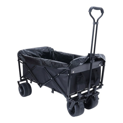 440lbs Collapsible Foldable Wagon Cart With Strapping System ,Beach Wagon Utility Cart Utility Wagon Grocery Cart For Camping Shopping Sports Gardening Fishing Supports 3pcs Plastic Liner Bag
