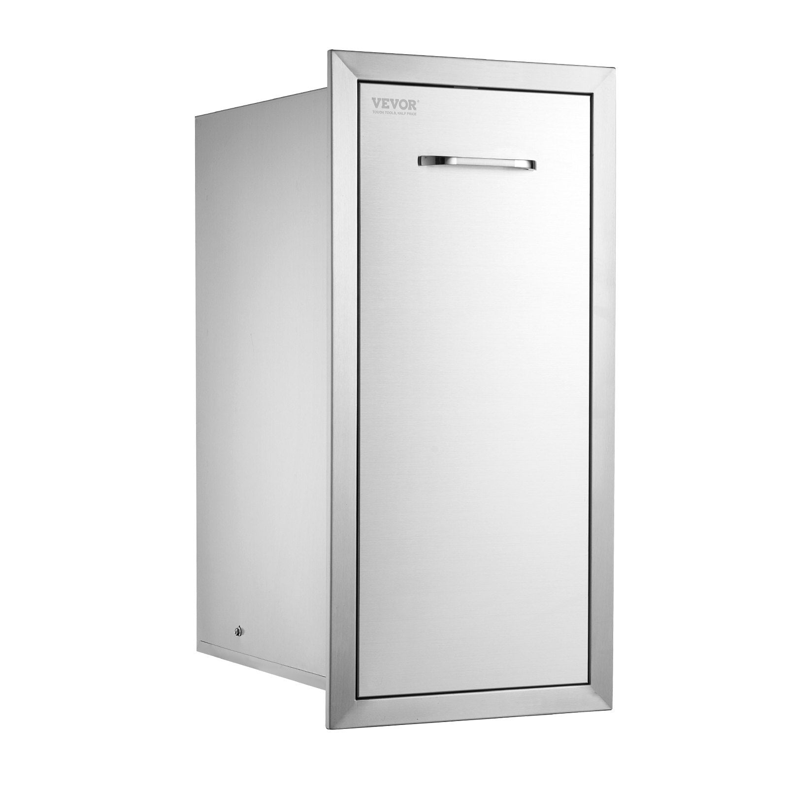 VEVOR Pull Out Trash Drawer 13.4Wx26Hx19.6D Inch Lower Sliding Rails Stainless Steel Roll Out Trash Bin Pull Out Tray Outdoor Kitchen Trash Drawer With Handle For BBQ Island Grill Station - Outdoor Chilling