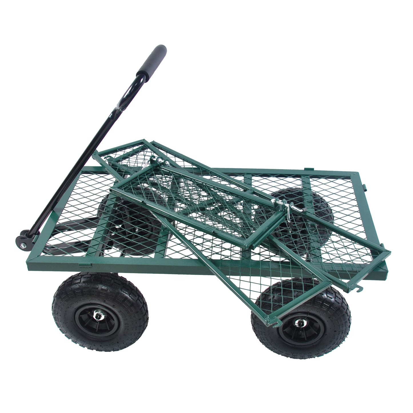 Wagon Garden Cart 660 Lbs  410 3.50 4 Air Tires Steel Garden Cart With Rotating Handle And Removable Sides, Capacity Utility Heavy Duty Garden Cart And Wagon