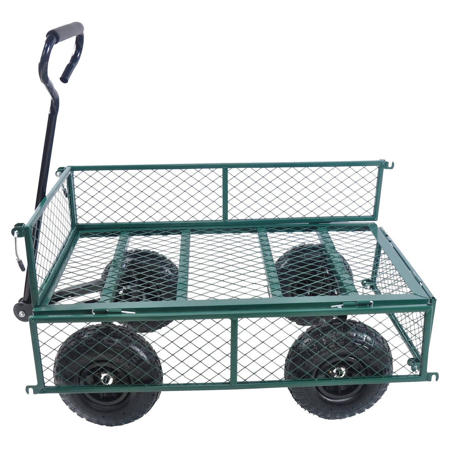 Wagon Garden Cart 660 Lbs  410 3.50 4 Air Tires Steel Garden Cart With Rotating Handle And Removable Sides, Capacity Utility Heavy Duty Garden Cart And Wagon