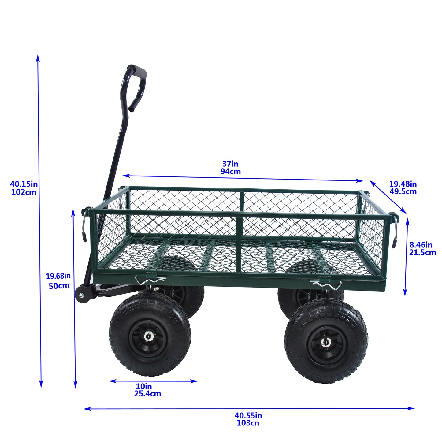 Wagon Garden Cart 660 Lbs  410 3.50 4 Air Tires Steel Garden Cart With Rotating Handle And Removable Sides, Capacity Utility Heavy Duty Garden Cart And Wagon