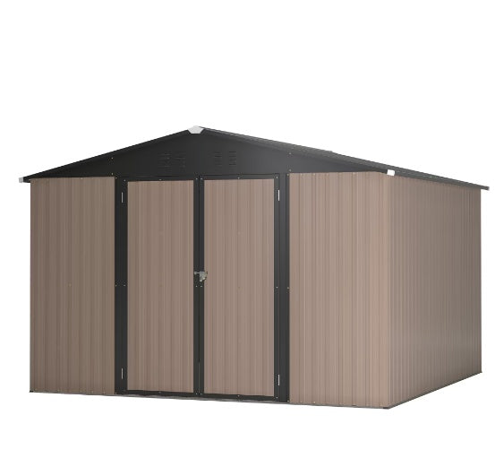 10' x 10' Steel Garden Shed With Double Lockable Door