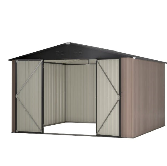 10' x 10' Steel Garden Shed With Double Lockable Door