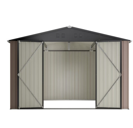 10' x 10' Steel Garden Shed With Double Lockable Door
